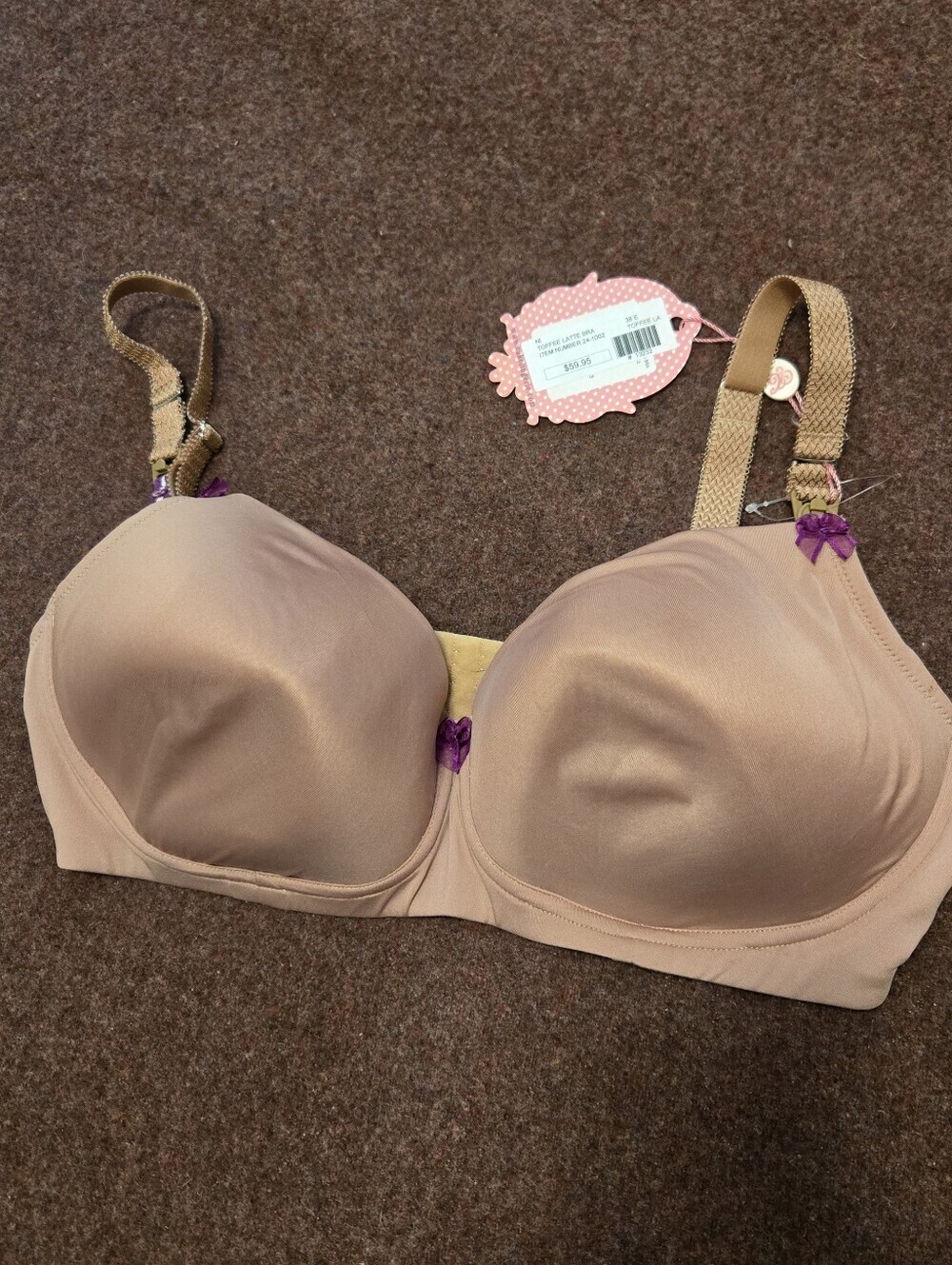 New! Cake Lingerie Nursing Bra in the Toffee Latte Size 38E Floral Lining